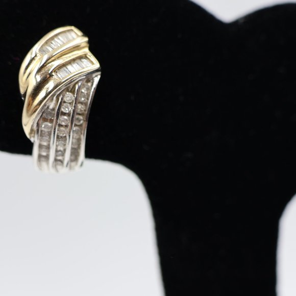 Lovely 14K Gold, Sterling, and Diamond Earrings – Omega Back - Picture 8 of 13